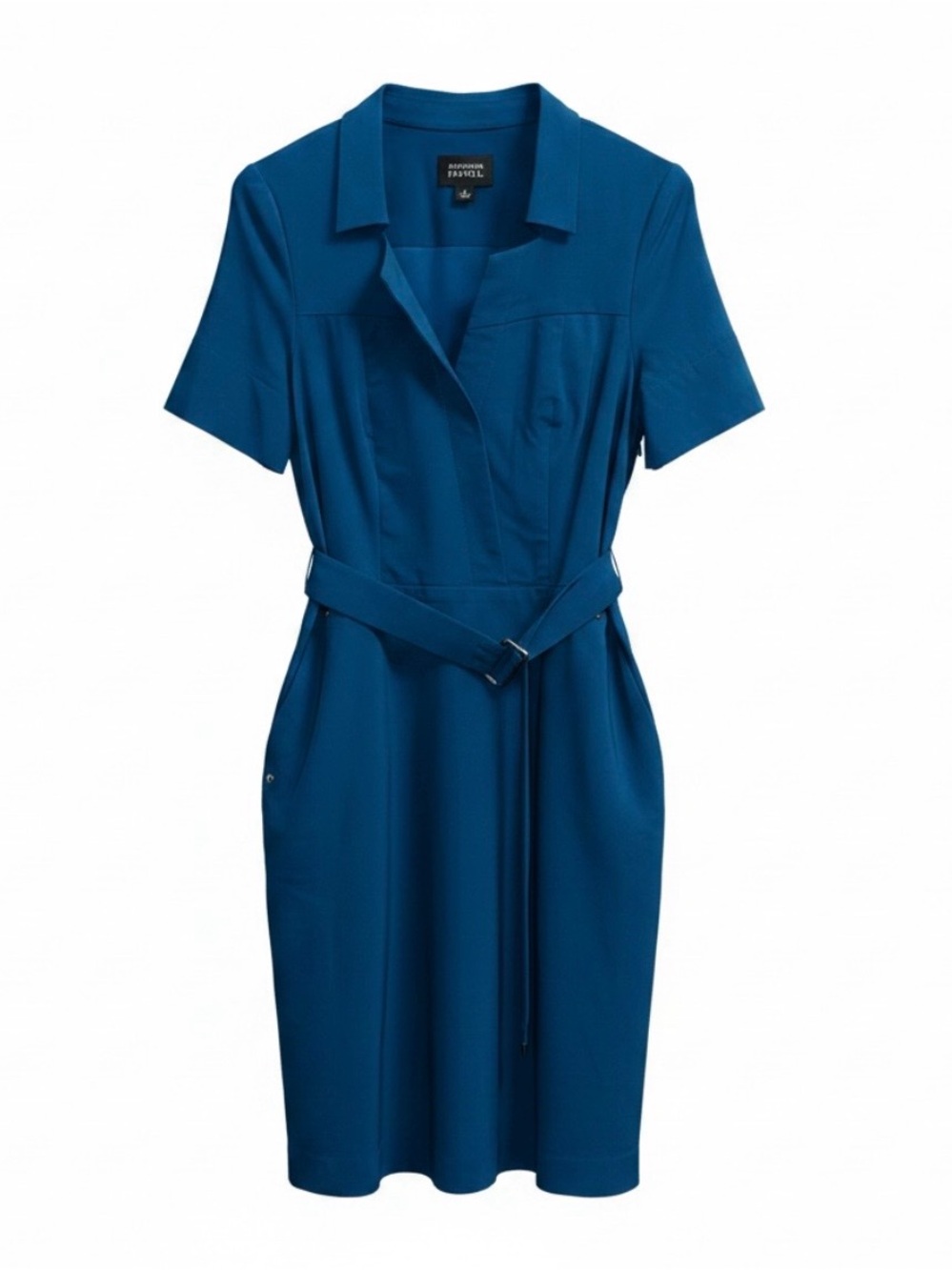 Adrianna Papell Teal Belted Pocket Elegant Crepe Dress